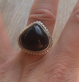 Zilveren ring met zwarte Onyx ringmaat 17 mm
